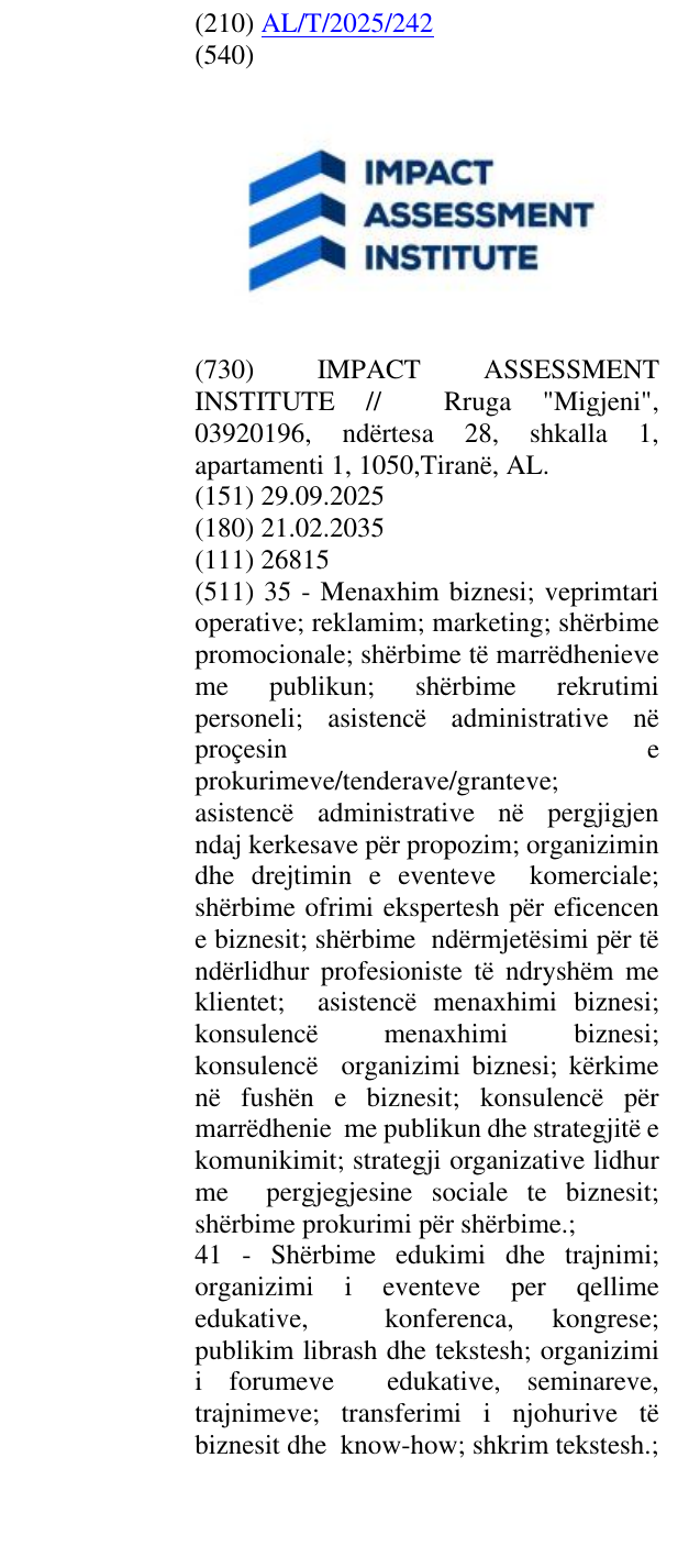 Zëri i markës Institute në buletin