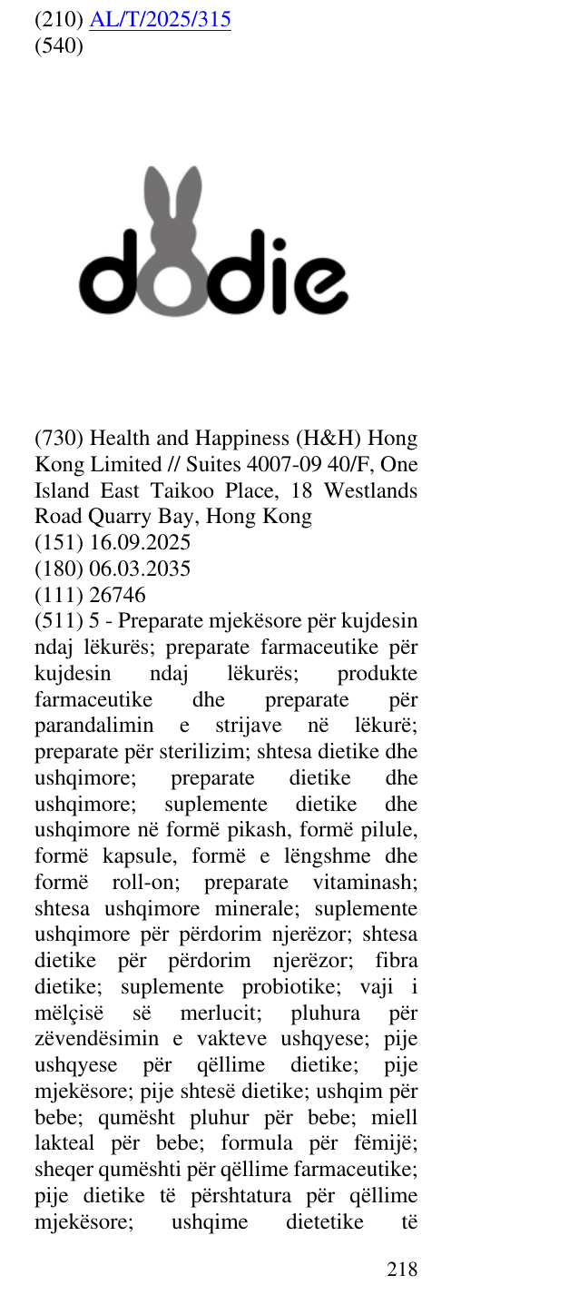 Zëri i markës Dodie në buletin