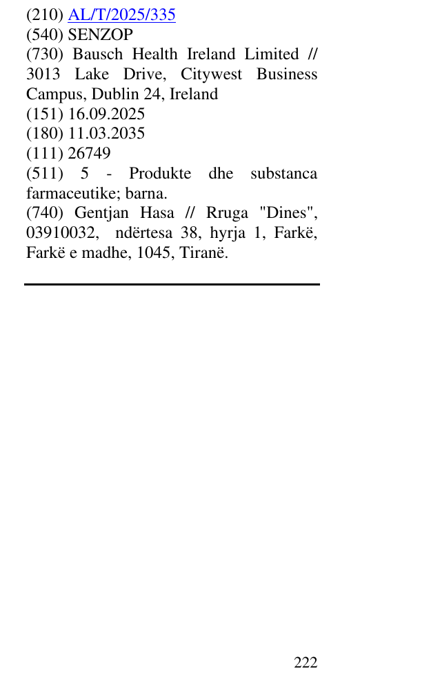 Zëri i markës SENZOP në buletin