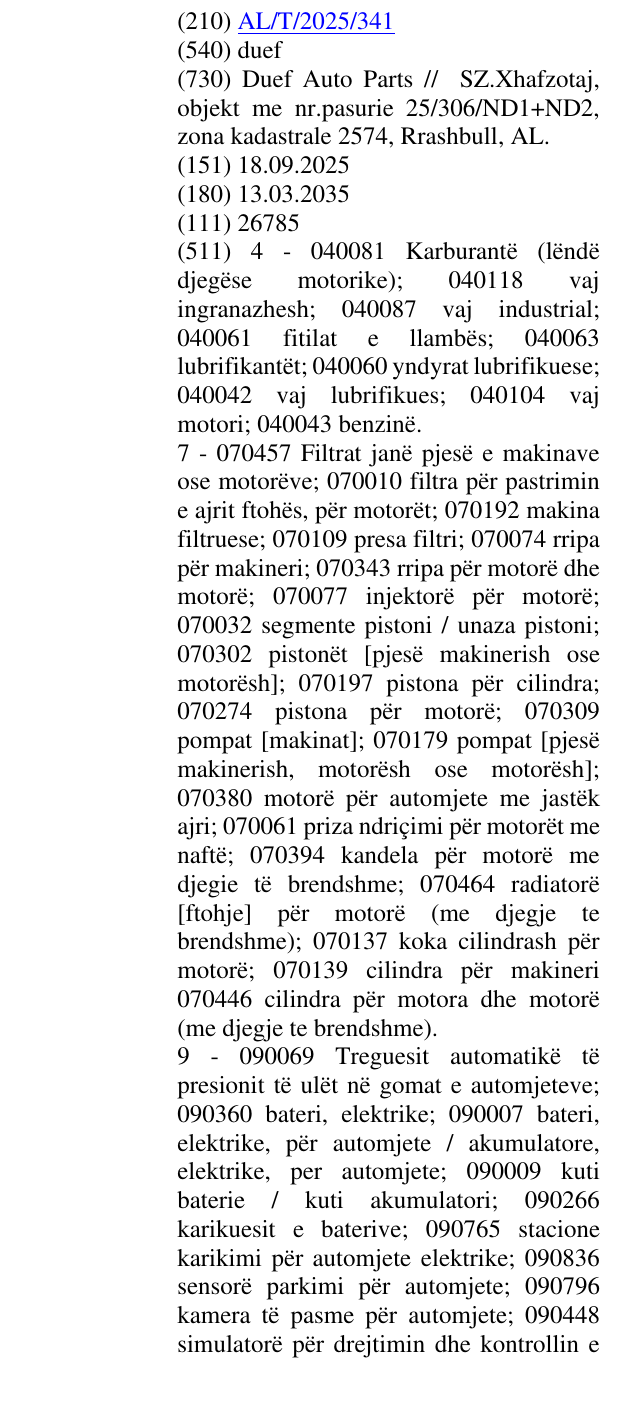 Zëri i markës duef në buletin