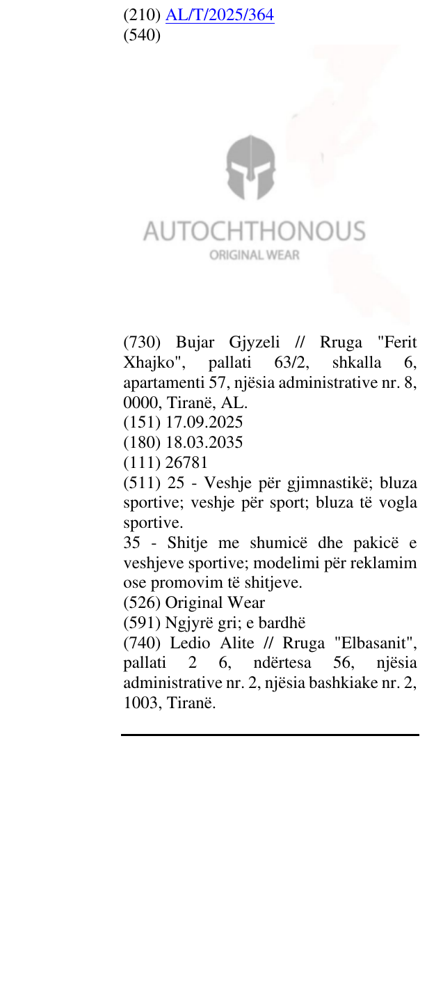 Zëri i markës Original Wear në buletin