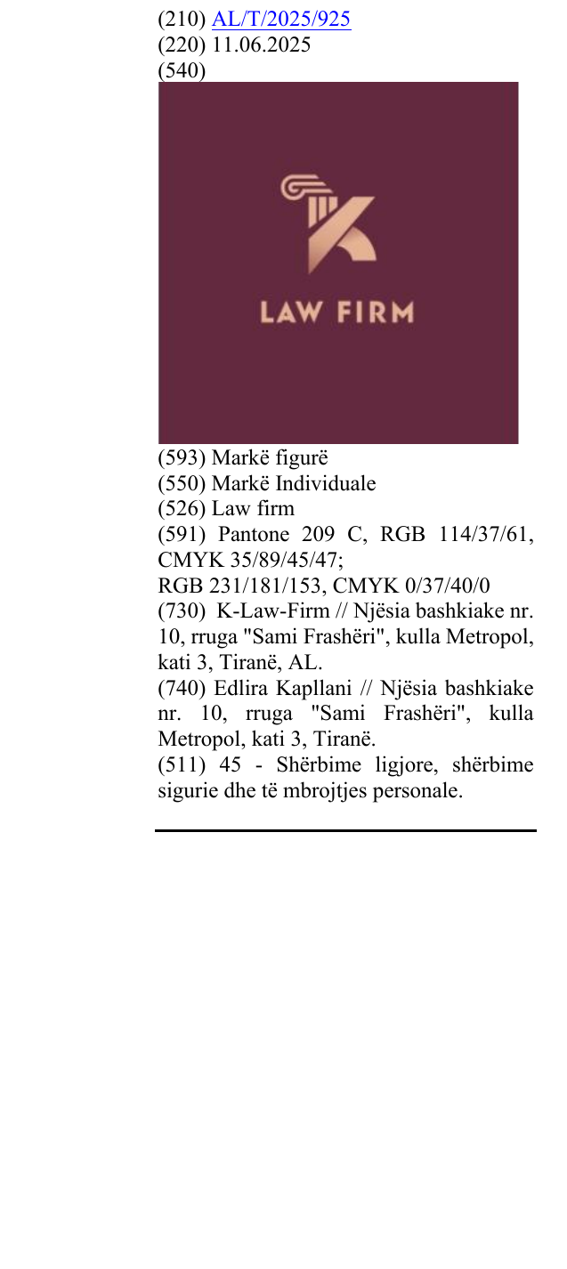 Zëri i markës Law firm në buletin