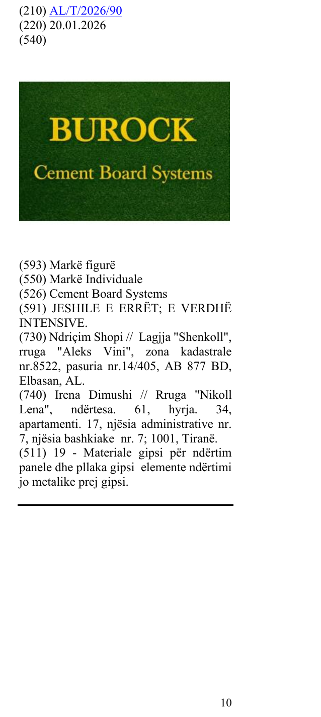 Zëri i markës Cement Board Systems në buletin