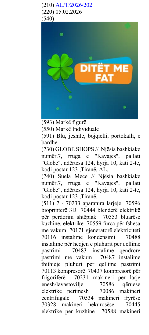 Zëri i markës DITËT ME FAT në buletin