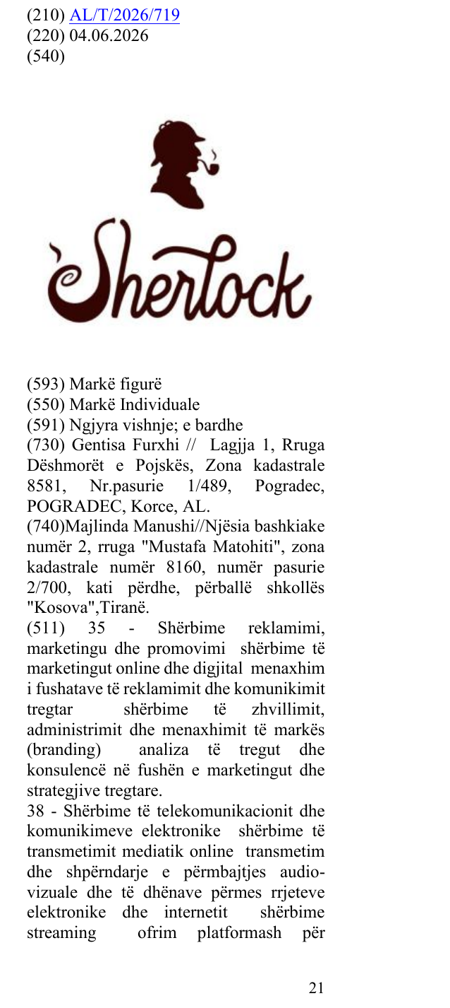 Zëri i markës Sherlock në buletin