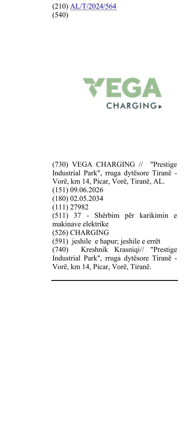 Zëri i markës CHARGING në buletin