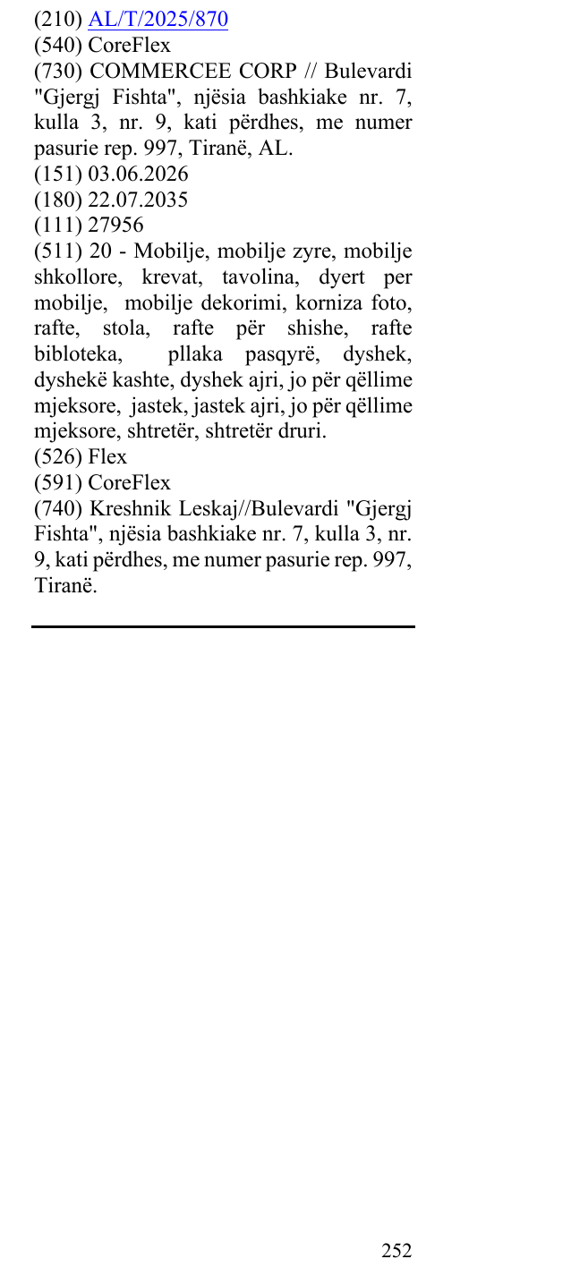 Zëri i markës CoreFlex në buletin