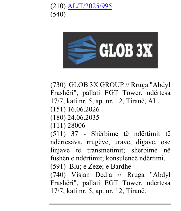Zëri i markës GLOB 3X në buletin