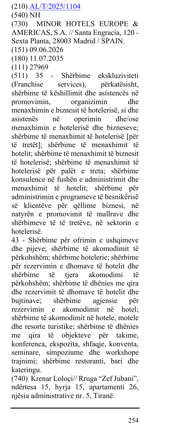 Zëri i markës NH në buletin