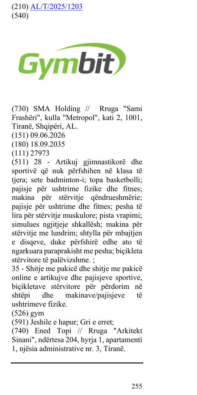Zëri i markës gym në buletin