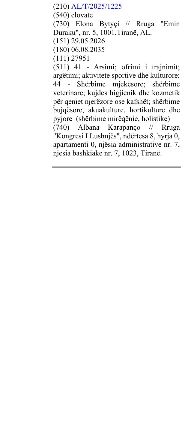 Zëri i markës elovate në buletin