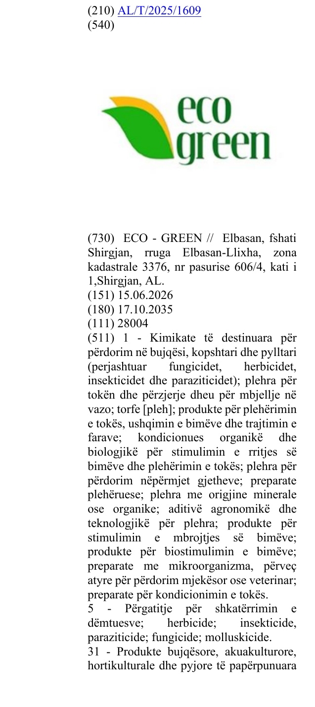 Zëri i markës eco green në buletin