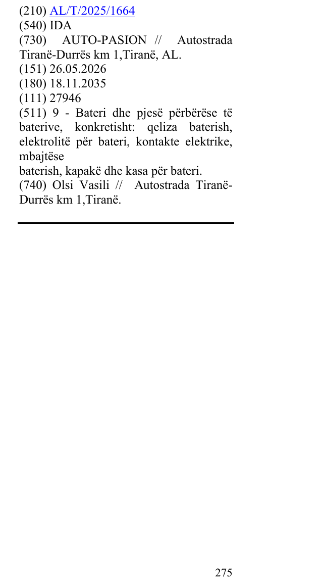 Zëri i markës IDA në buletin