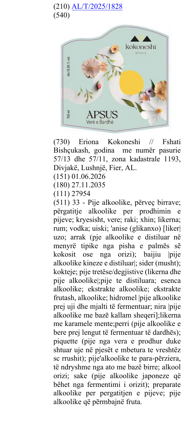 Zëri i markës winery, Verë e Bardhë, Alc, 13.00% ,vol, 750 ml në buletin