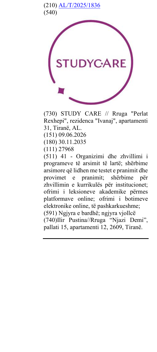 Zëri i markës StudyCare në buletin