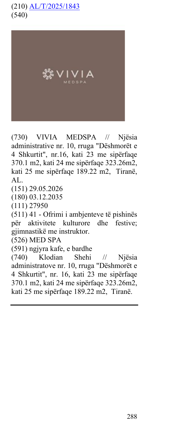 Zëri i markës MED SPA në buletin