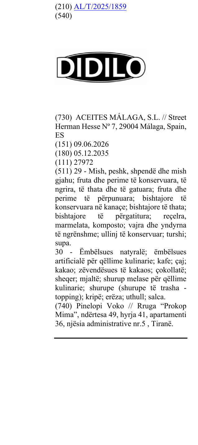 Zëri i markës DIDILO në buletin