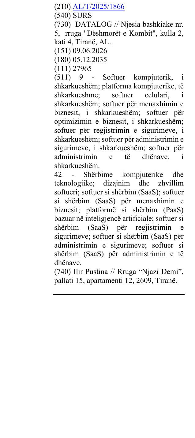 Zëri i markës SURS në buletin