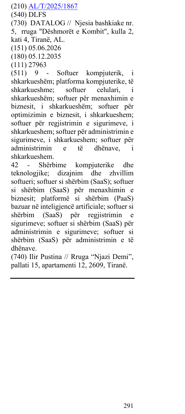 Zëri i markës DLFS në buletin