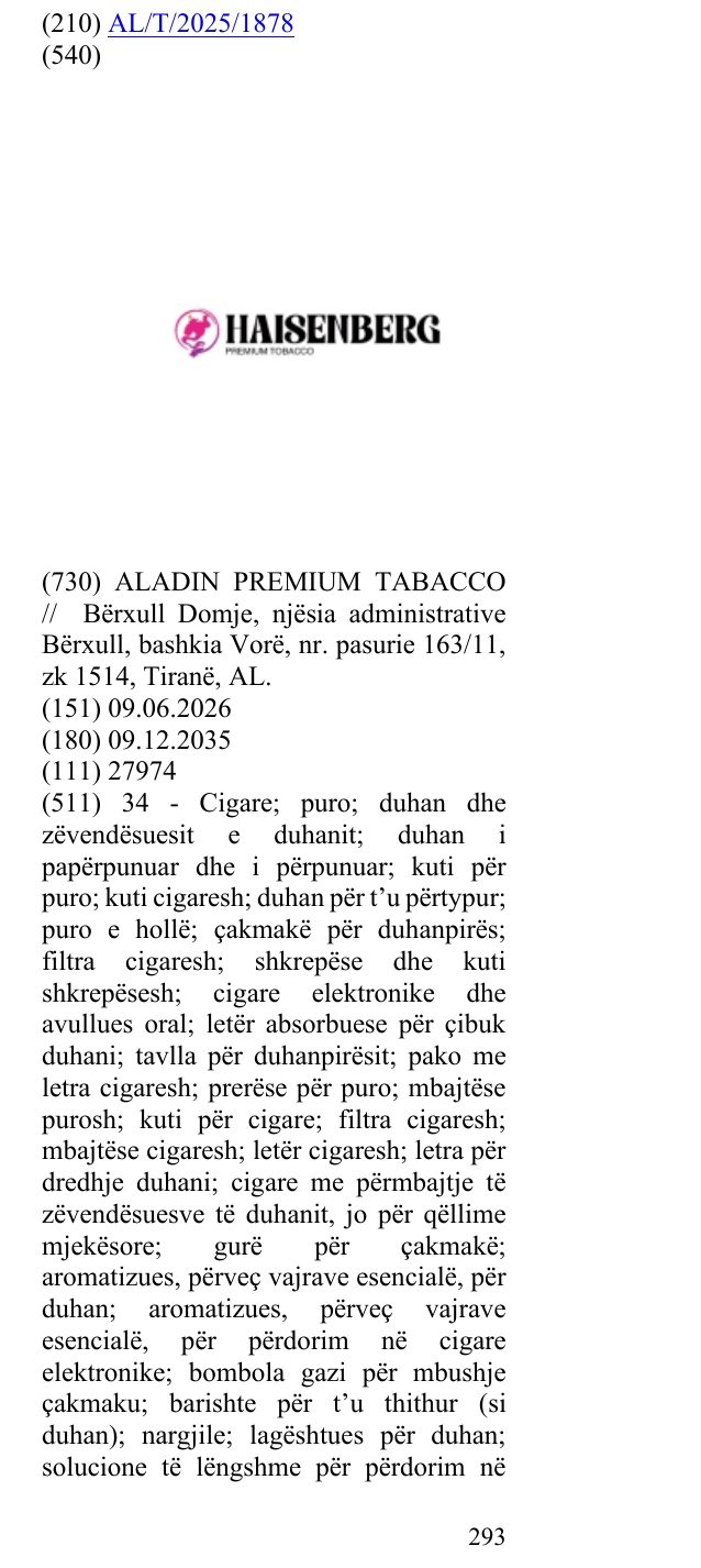 Zëri i markës PREMIUM TABACCO në buletin
