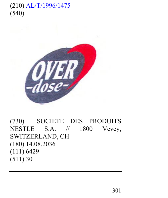 Zëri i markës OVER DOSE në buletin