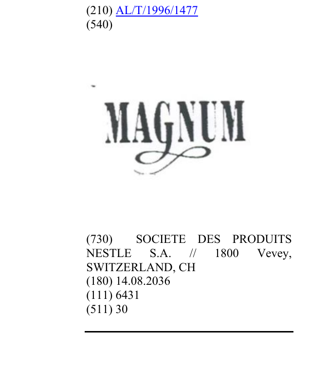 Zëri i markës MAGNUM në buletin