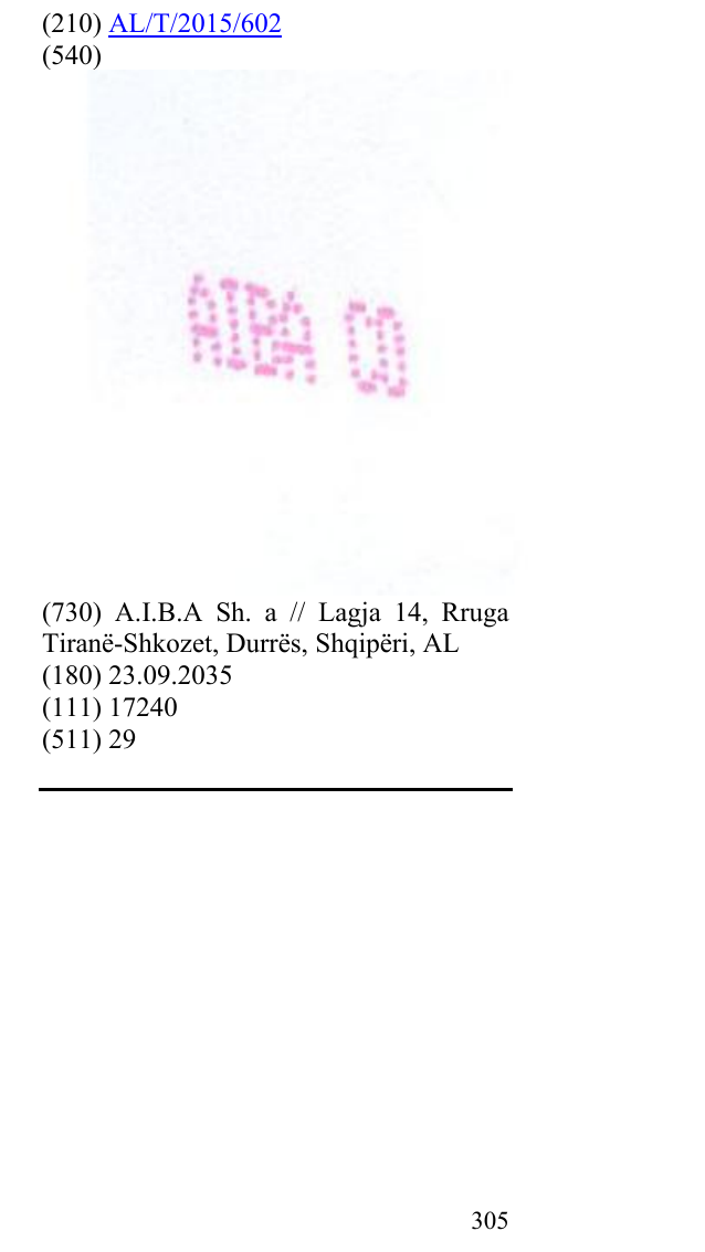 Zëri i markës AIBA CO në buletin