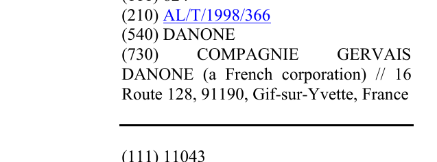 Zëri i markës DANONE në buletin
