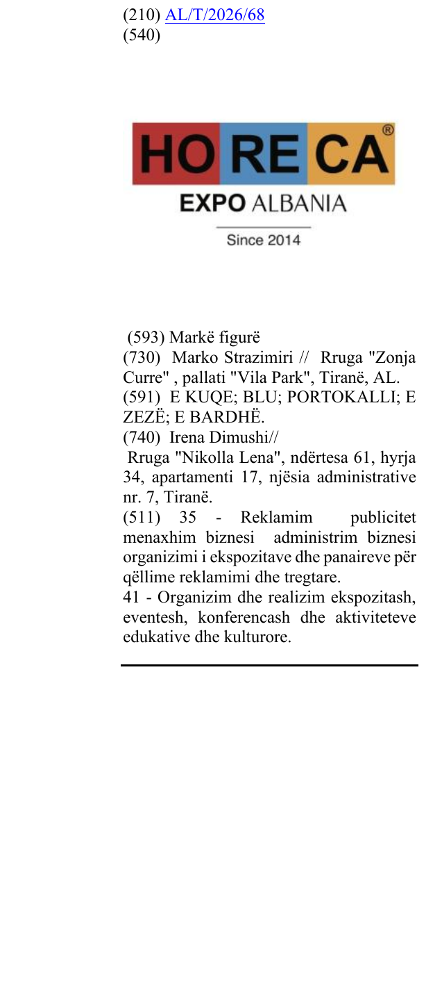 Zëri i markës HO RE CA EXPO ALBANIA Since 2014 në buletin