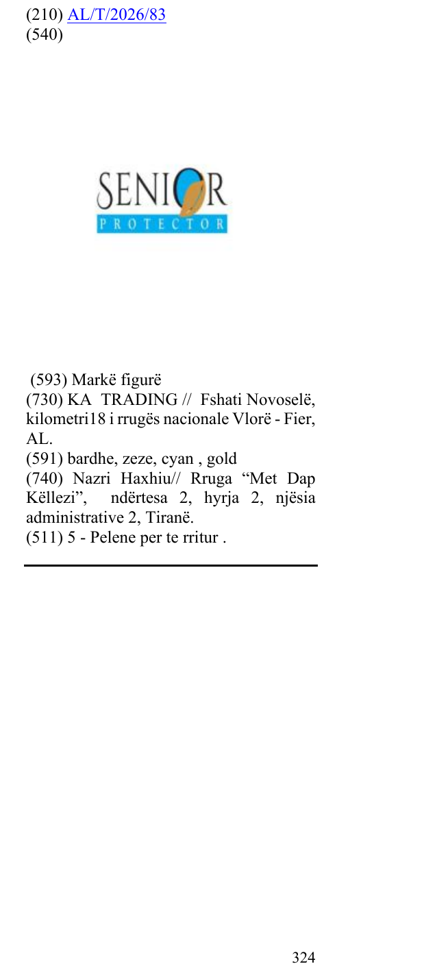 Zëri i markës SENIOR PROTECTOR në buletin
