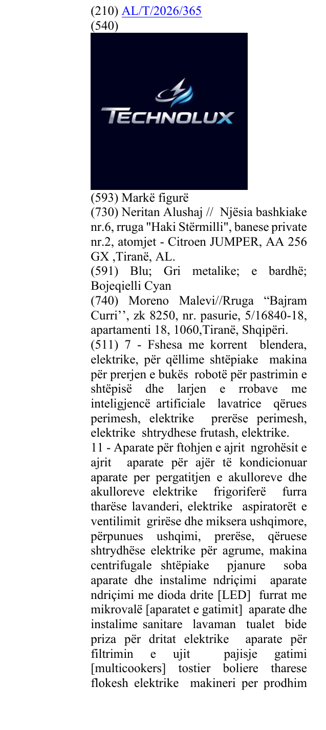 Zëri i markës TECHNOLUX në buletin