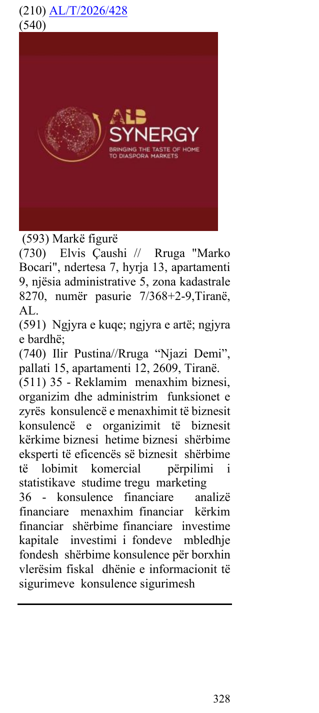 Zëri i markës ALB SYNERGY BRINGING THE TASTE OF HOME TO DIASPORA MARKETS në buletin