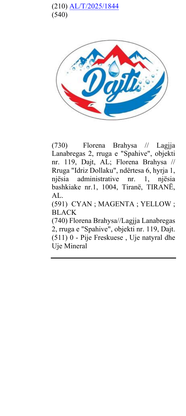 Zëri i markës Dajti në buletin
