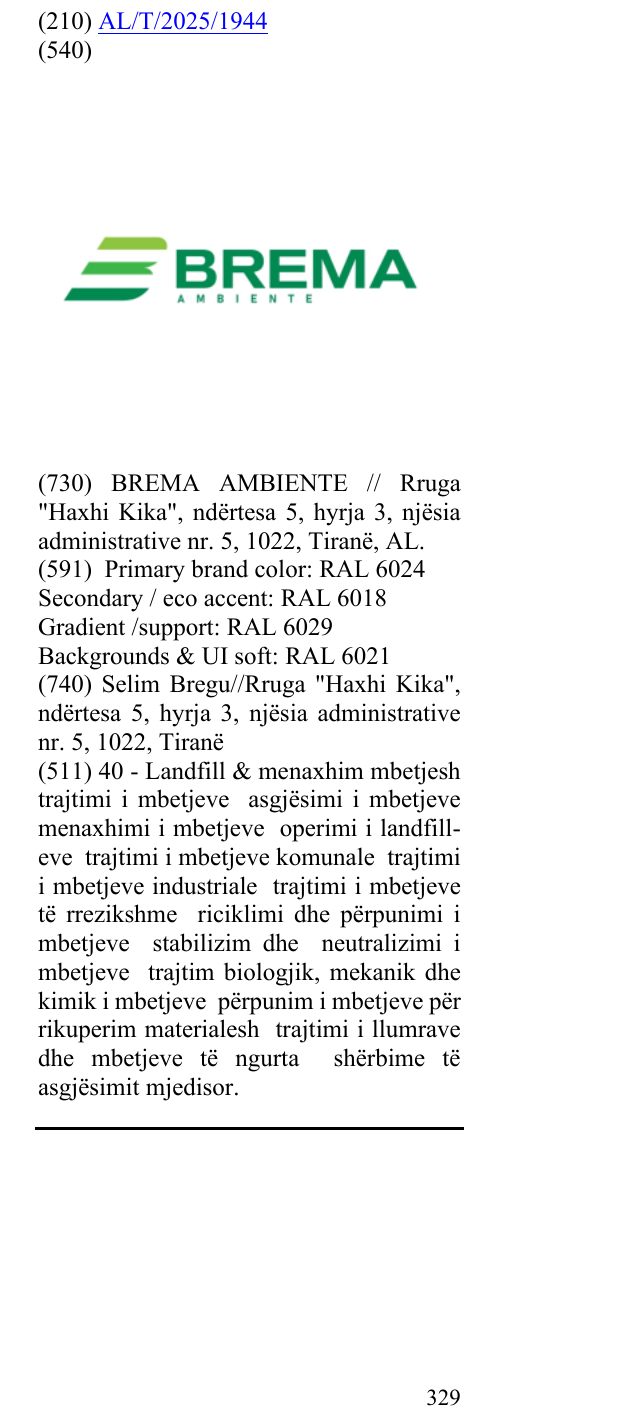 Zëri i markës BREMA AMBIENTE në buletin