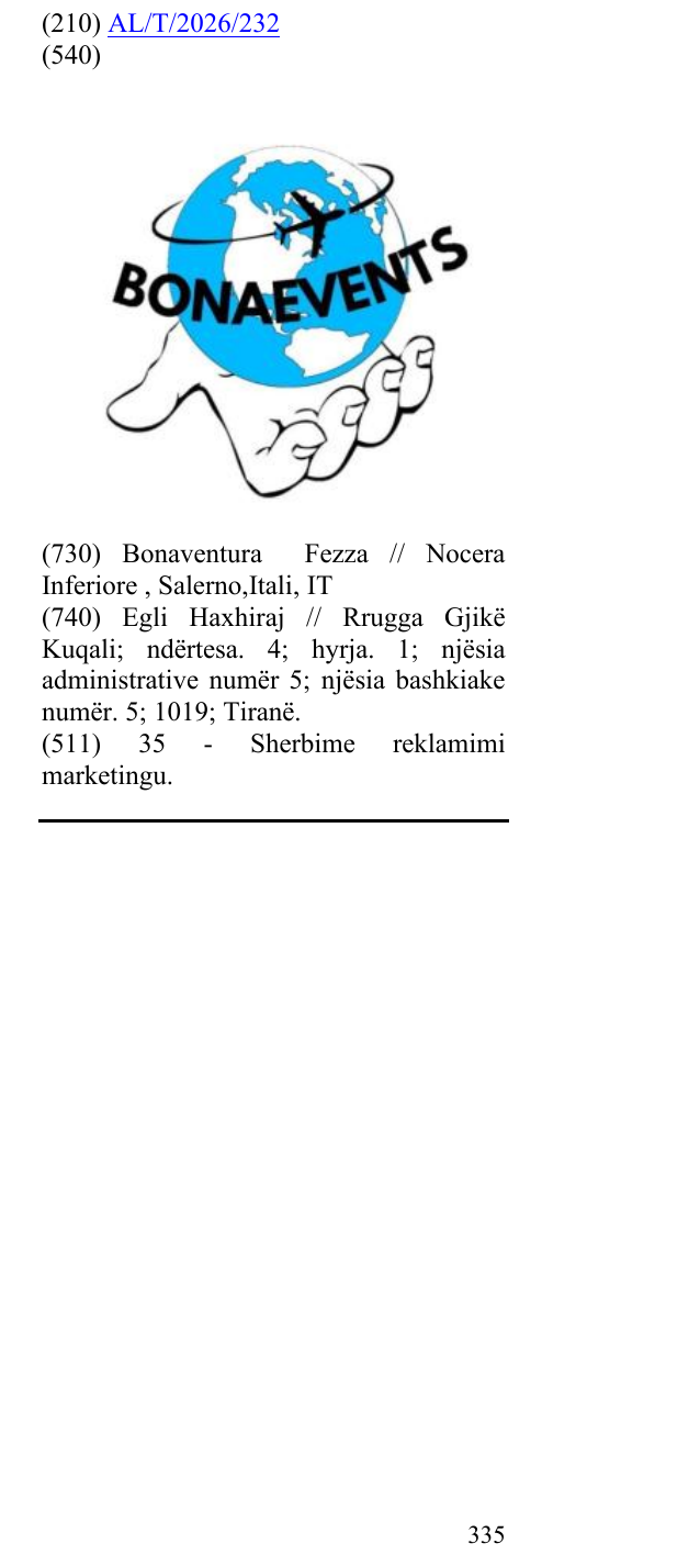 Zëri i markës BONAEVENTS në buletin