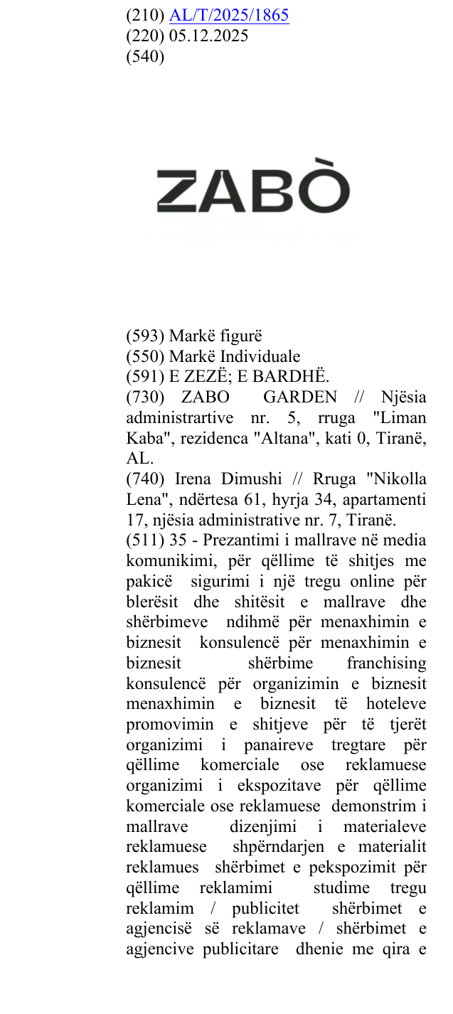 Zëri i markës ZABÒ në buletin