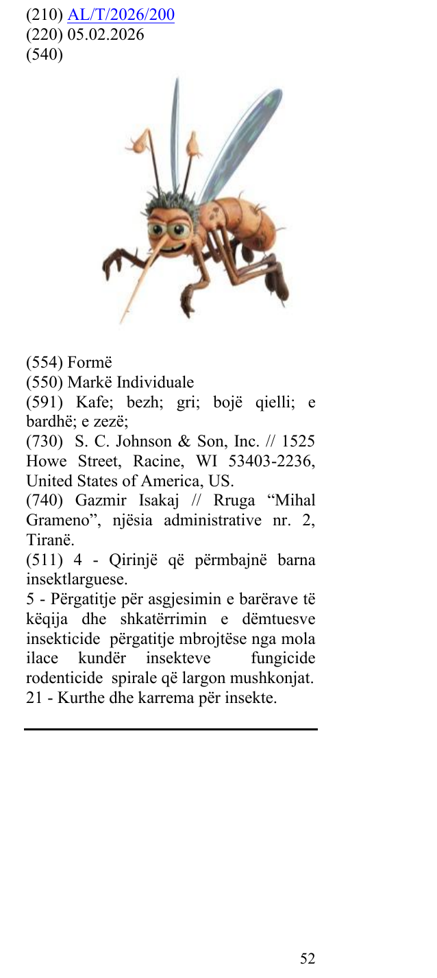 Zëri i markës AL/T/2026/200 në buletin