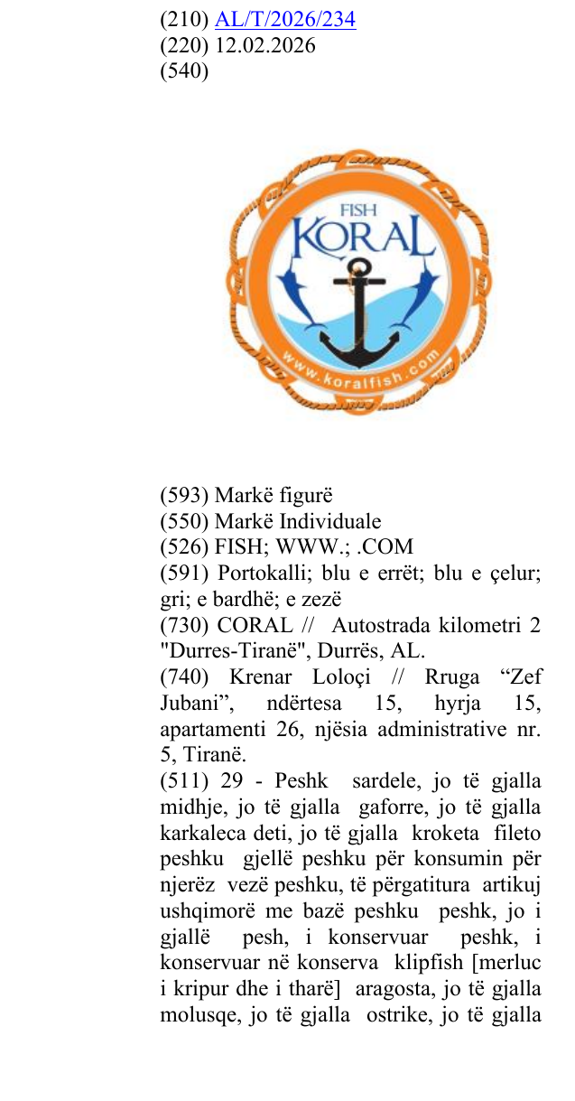 Zëri i markës FISH; WWW.; .COM në buletin