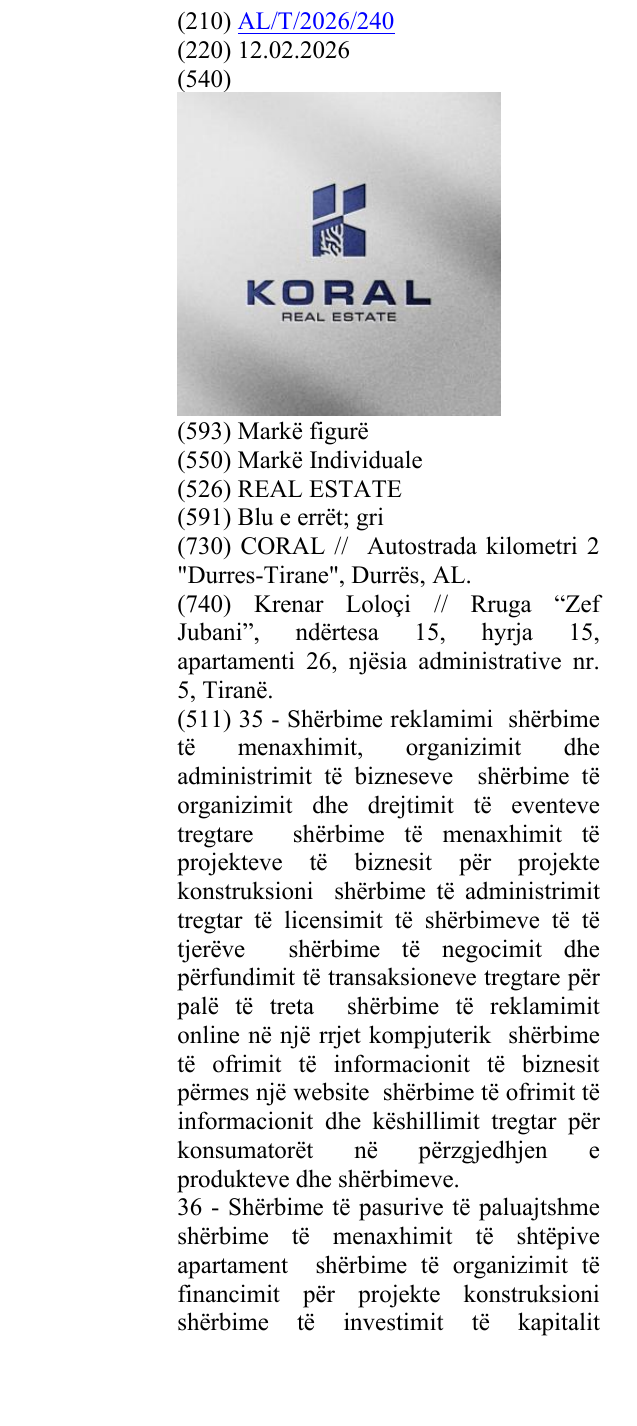 Zëri i markës REAL ESTATE në buletin