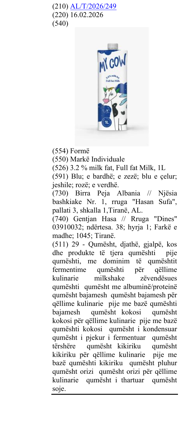 Zëri i markës 3.2 % milk fat, Full fat Milk, 1L në buletin