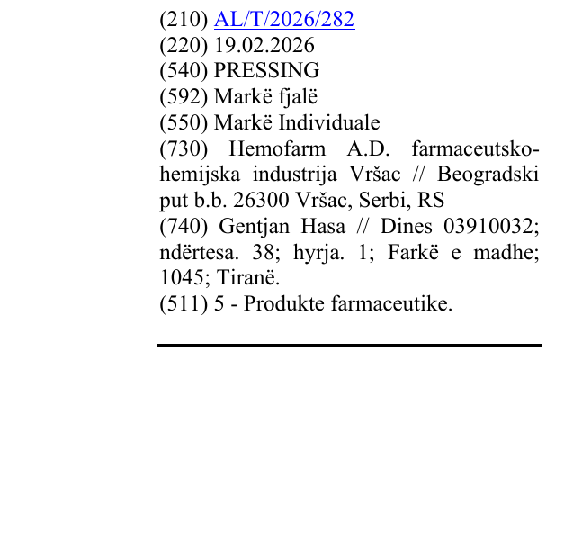 Zëri i markës PRESSING në buletin