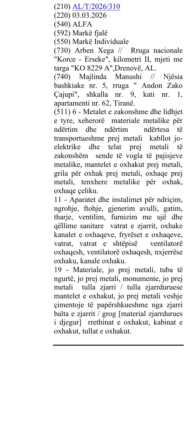 Zëri i markës ALFA në buletin
