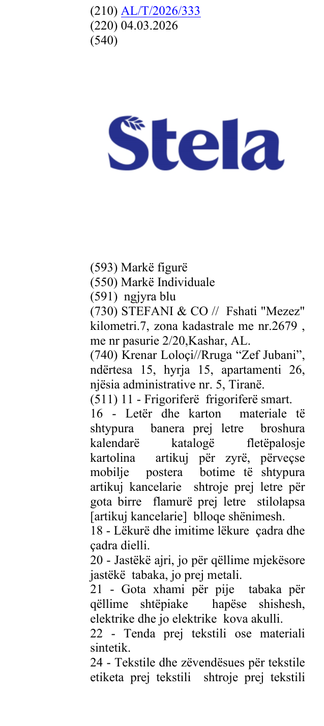 Zëri i markës STELA në buletin