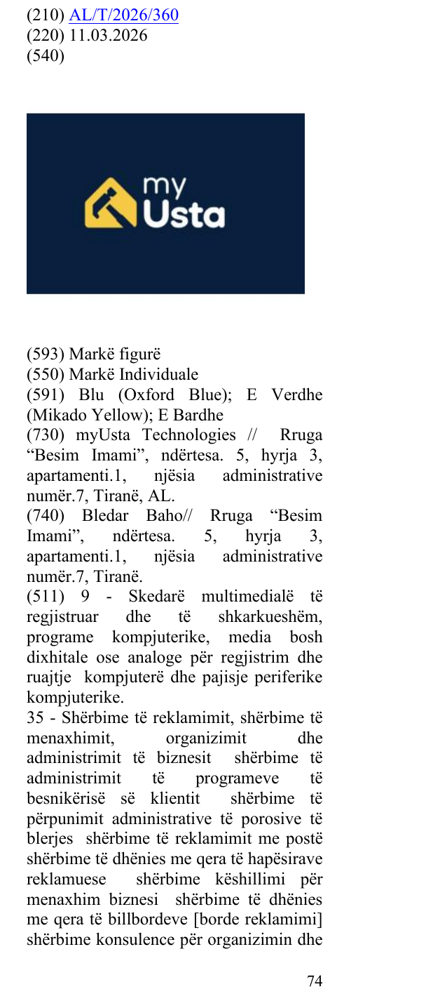 Zëri i markës myUsta në buletin