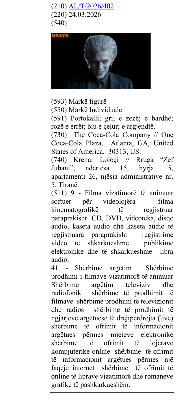 Zëri i markës DRAYK në buletin