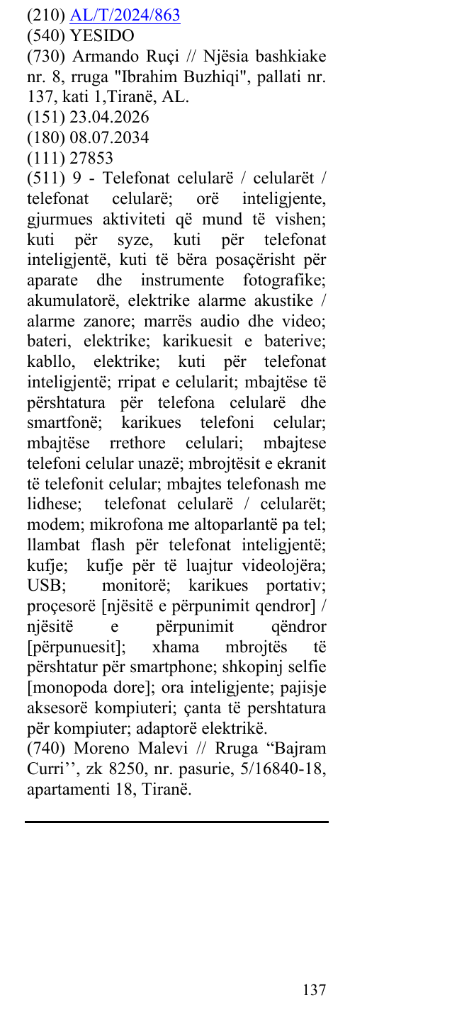 Zëri i markës YESIDO në buletin