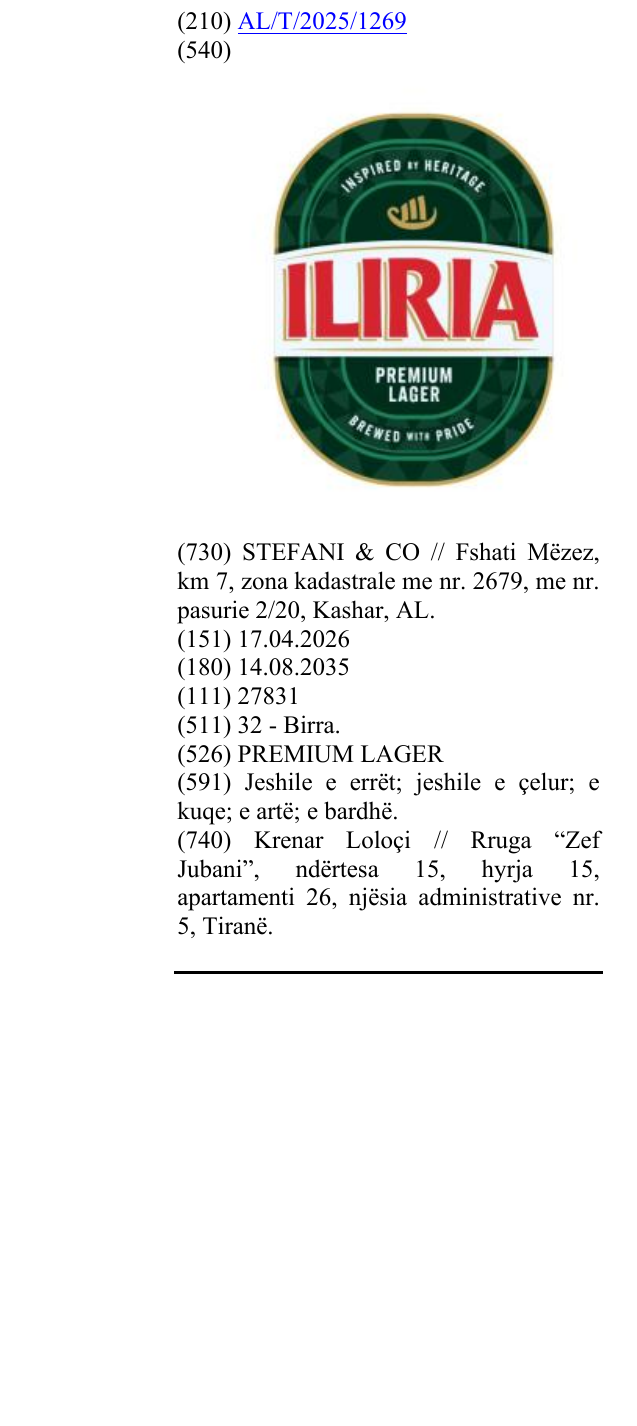 Zëri i markës PREMIUM LAGER në buletin