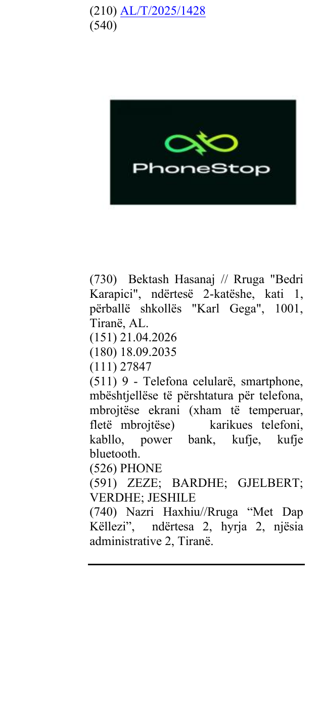 Zëri i markës PHONE në buletin