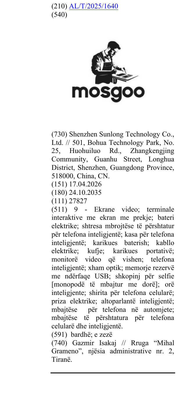 Zëri i markës MOSGOO në buletin