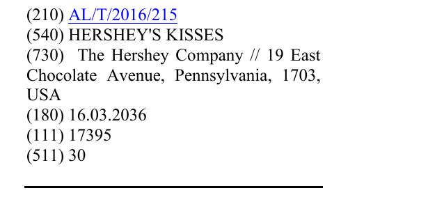 Zëri i markës HERSHEY'S KISSES në buletin